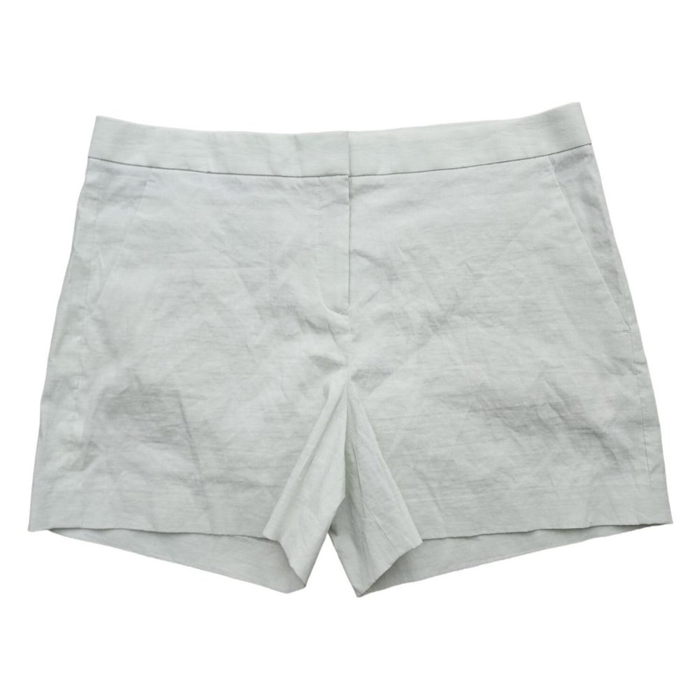 Theory High-Rise Linen Blend Shorts in Light Gray
